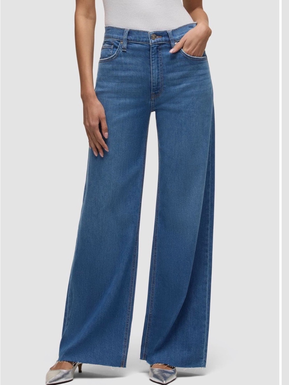 Hudson Jodie Loose Fit Wide Leg High-Rise Blue Jeans Like New $225 30 10,  12